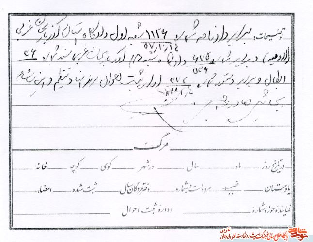 اسناد/مدارک شهید «حسین نوری اقدم»