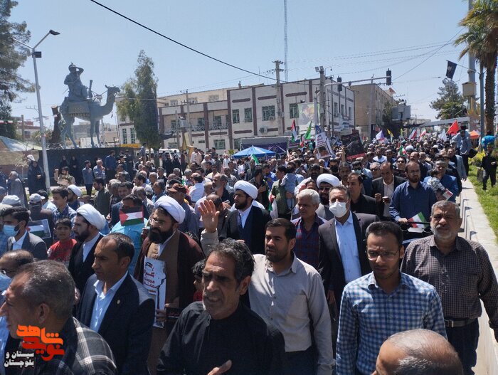 راهپیمایی روز جهانی قدس با حضور خانواده‌های معظم شهدا و ایثارگران در زاهدان