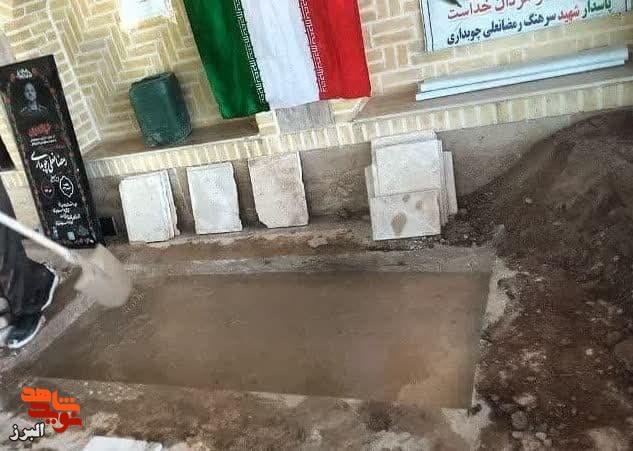 سنگ‌مزار نخستین شهید حمله رژیم صهیونیستی در استان البرز در گلزار شهدای اغلان‌تپه نصب شد